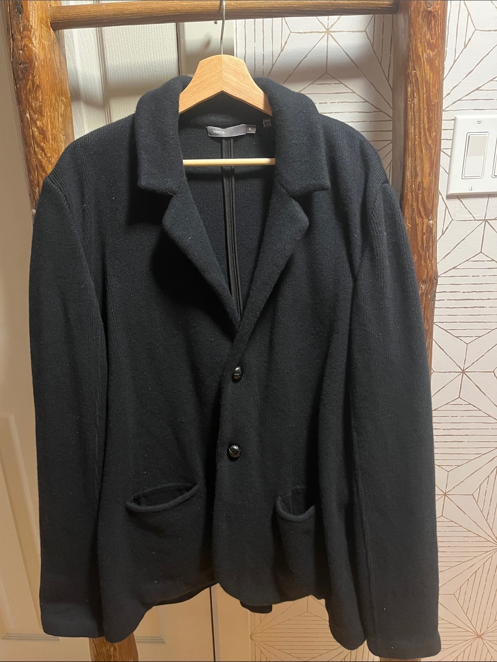 100% Navy 2 button cardigan by Vince